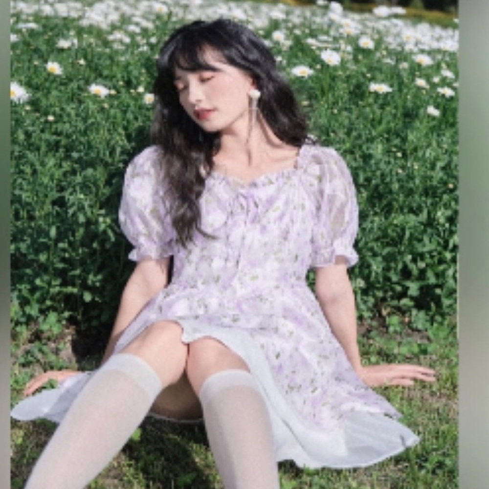 LEDin Fairy Lavender Dress Coquette Kawaii Style